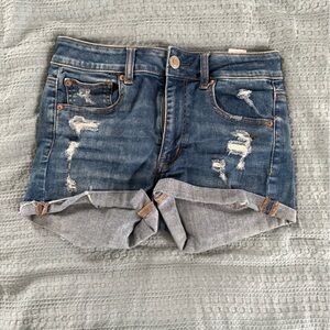 American Eagle Outfitters Blue Distressed Denim Shorts